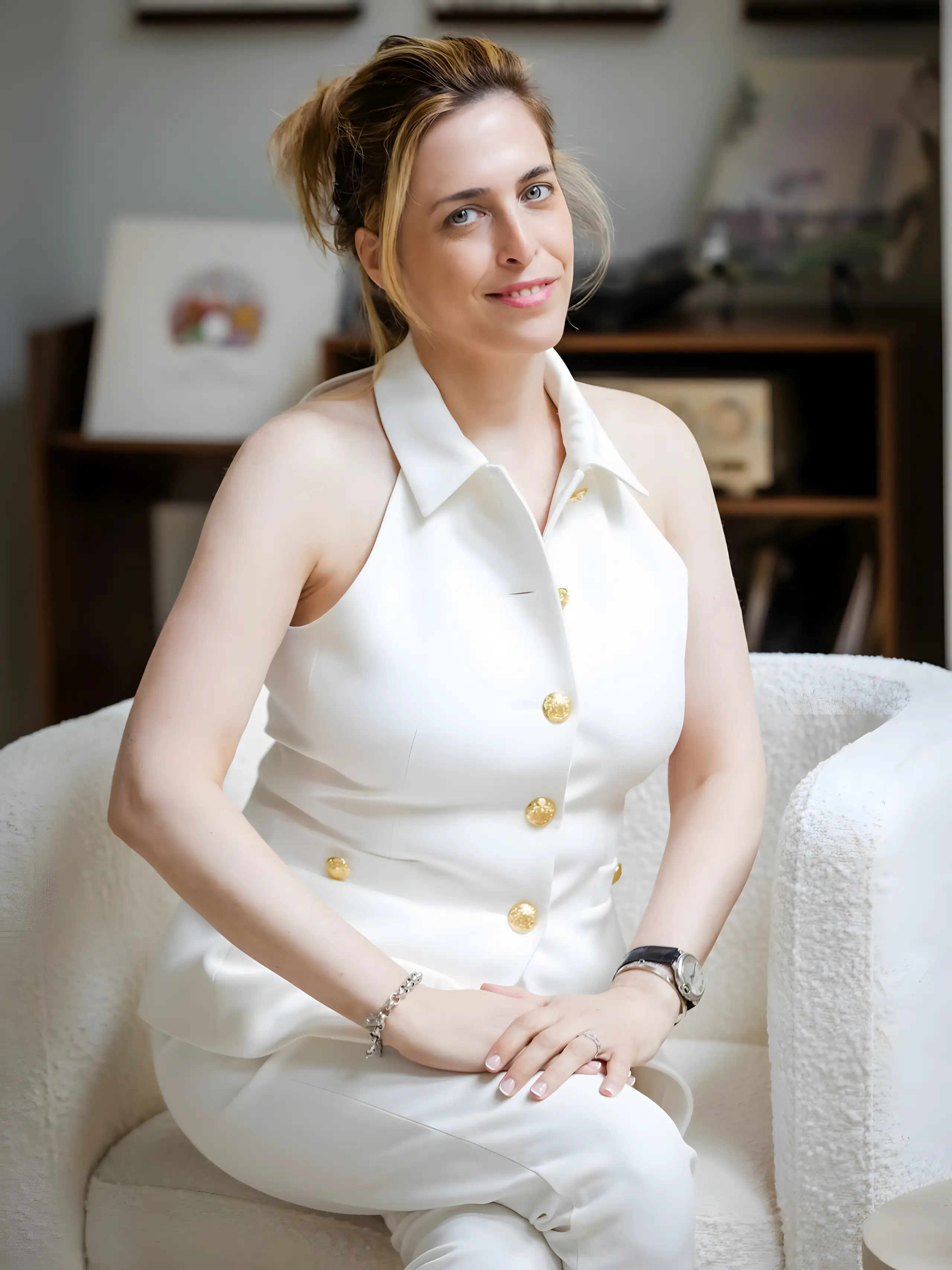 Halcyon Interiors, seated, photographed by Tamar Almog